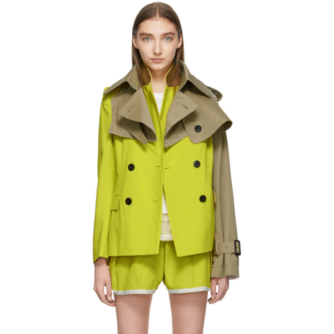 Sacai Jackets SACAI YELLOW AND TAN BLOUSON JACKET