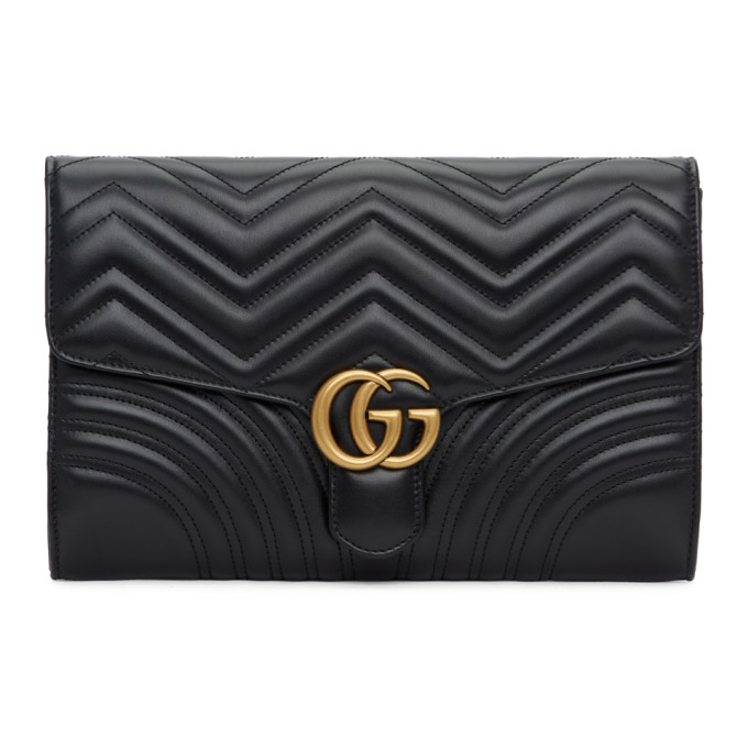 Gucci Black Medium GG Marmont 2.0 Clutch