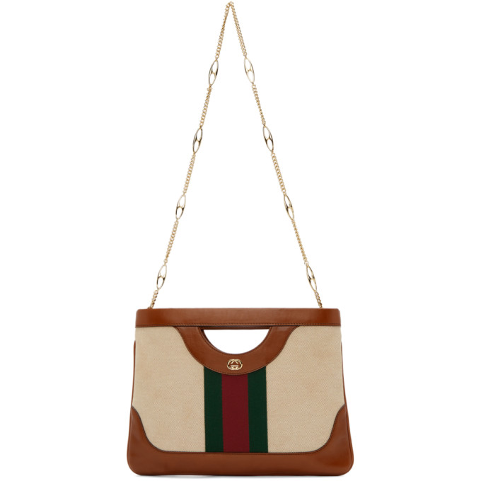 Gucci Brown and Beige Large Vintage Pouch