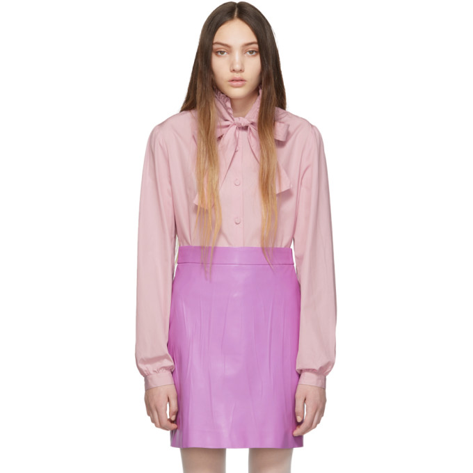 Gucci Purple Poplin Bow Shirt