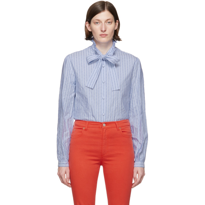 Gucci Blue Poplin Bow Shirt