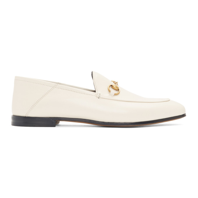 white horsebit loafers