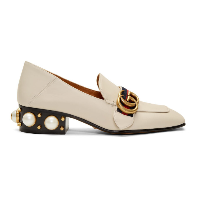 gucci white block heel