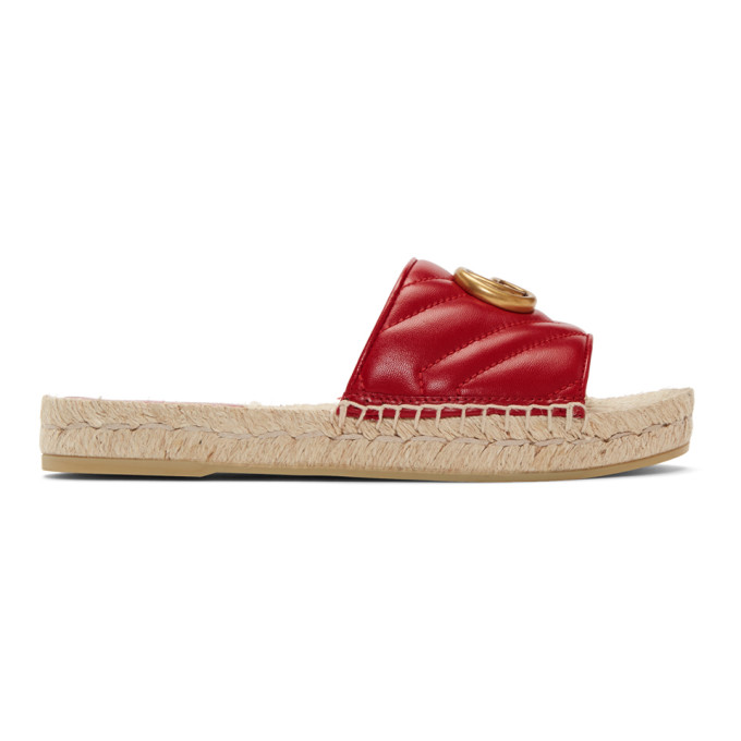 GUCCI GUCCI RED CHARLOTTE ESPADRILLE SANDALS