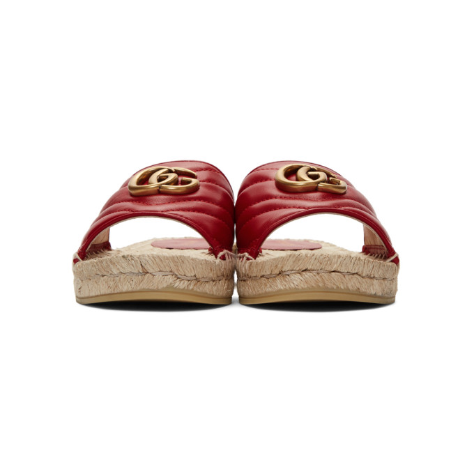 GUCCI GUCCI RED CHARLOTTE ESPADRILLE SANDALS