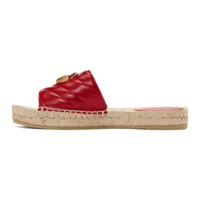 GUCCI GUCCI RED CHARLOTTE ESPADRILLE SANDALS