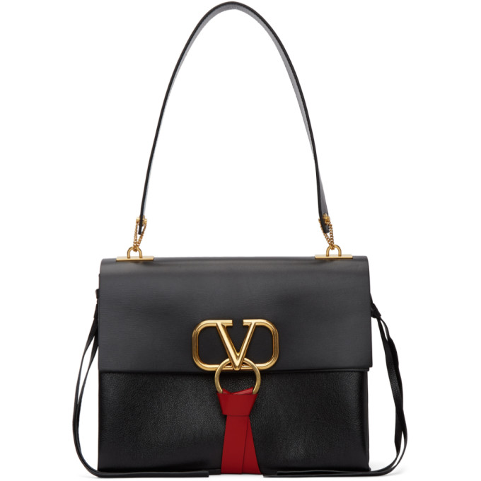Valentino Black Valentino Garavani Medium Go Logo Shoulder Bag
