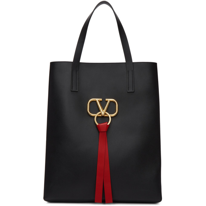 Valentino Black Valentino Garavani Large Go Logo North/South Shopper Tote
