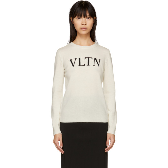 Valentino VLTN Intarsia Wool Sweater Jumper Navy Blue Cashmere Wool
