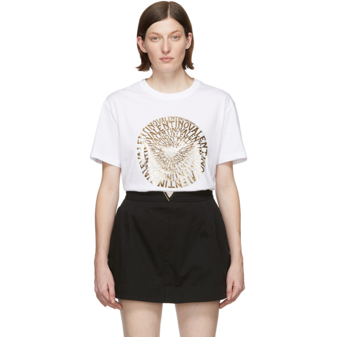 Click to view more detailed imagery on our partner's website Valentino Logo-Print Cotton-Jersey T-Shirt In White