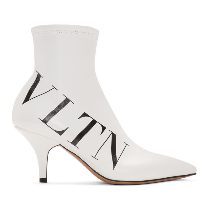 VALENTINO GARAVANI WHITE VALENTINO GARAVANI ECO-LEATHER 'VLTN' BOOTS