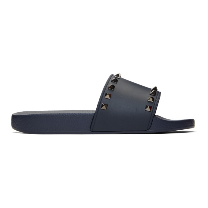 Click to view more detailed imagery on our partner's website Valentino Rockstud-Embellished Rubber Pool Slides In 0No Black