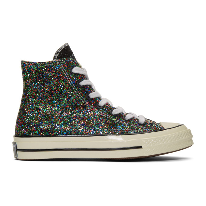 JW Anderson Black and White Converse Edition Glitter Chuck 70 High Sneakers