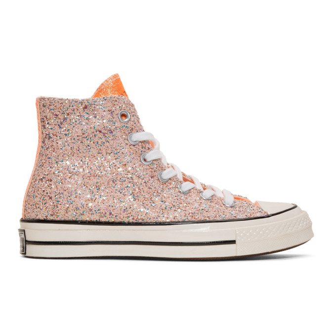 JW Anderson Pink Converse Edition Glitter Chuck 70 High Sneakers 191477M23601111