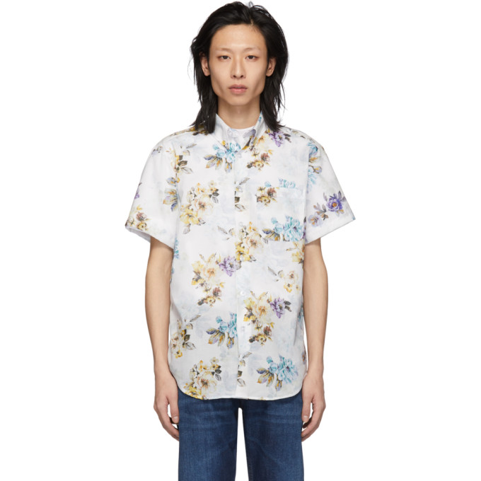 Naked And Famous Denim White Flower Painting Easy Shirt