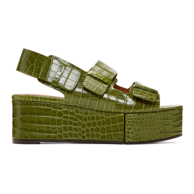 Clergerie Sandals CLERGERIE GREEN CROC ARENA SANDALS