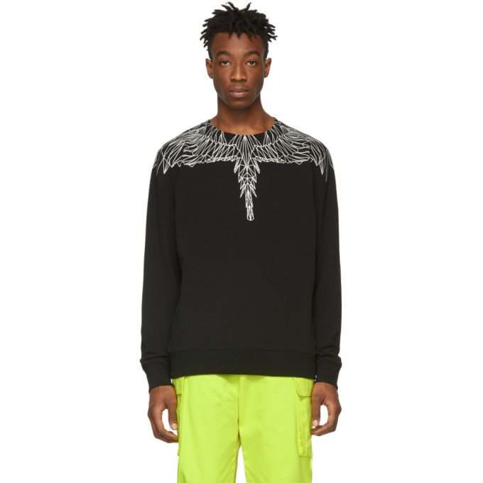Marcelo Burlon County Of Milan T-shirts MARCELO BURLON COUNTY OF MILAN BLACK NEON WINGS SWEATSHIRT