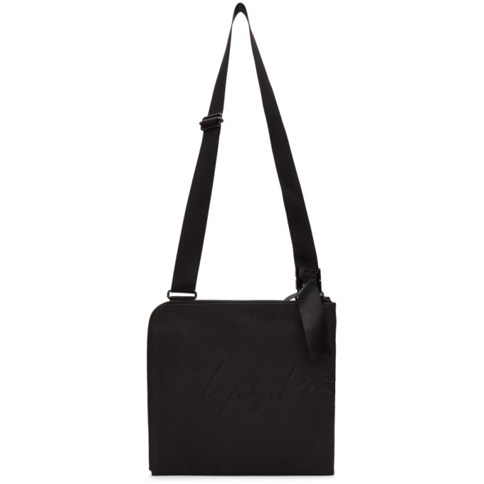 Yohji Yamamoto Bags YOHJI YAMAMOTO BLACK LOGO MESSENGER BAG