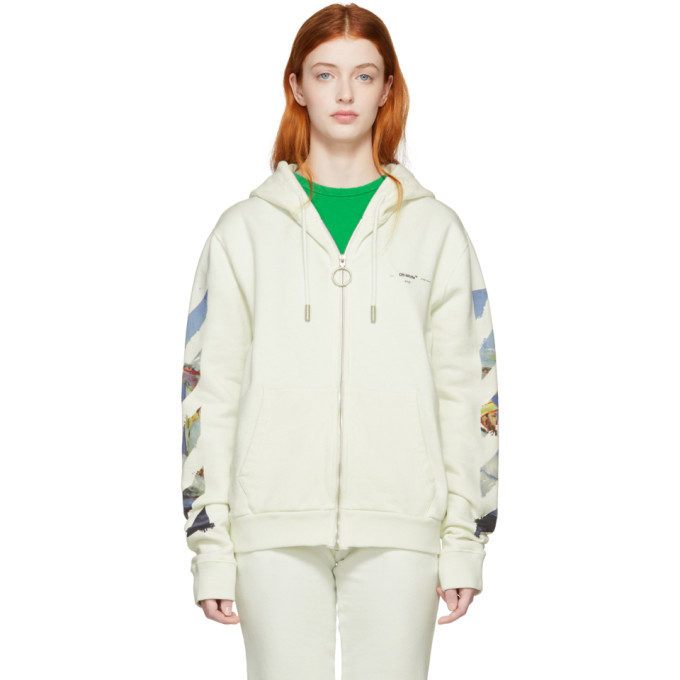off white diag print zip up