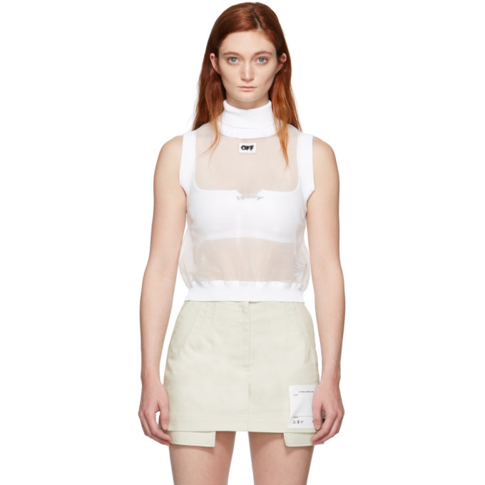 OFF-WHITE OFF-WHITE WHITE CROPPED TANK TOP