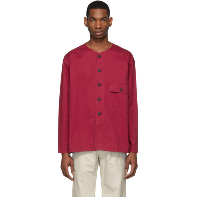 LEMAIRE LEMAIRE RED V-NECK SHIRT