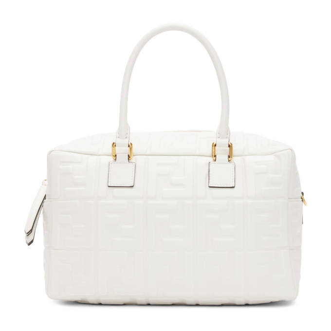 Fendi White Small Forever Fendi Boston Bag