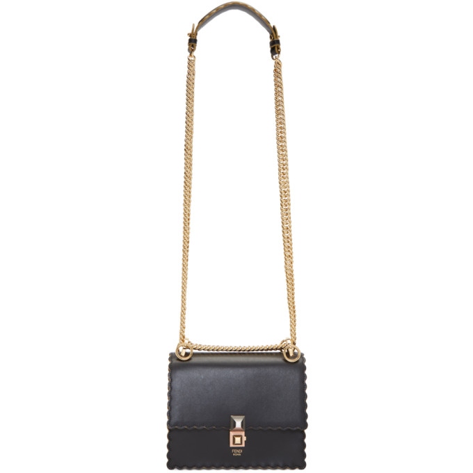 Fendi Black Small Scalloped Kan I Bag