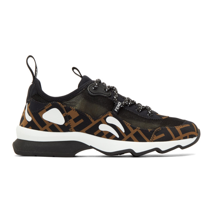 FENDI Brown & Black 'Forever Fendi' Mesh Sneakers