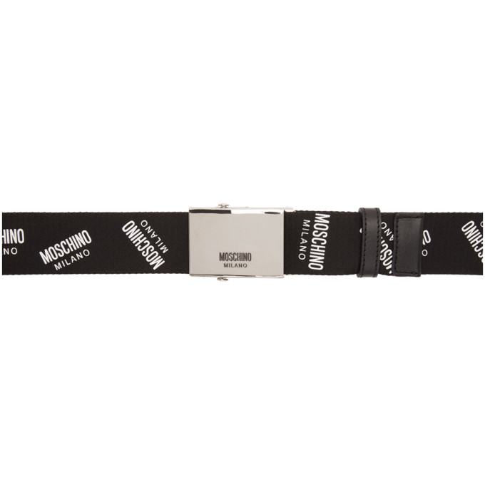 Moschino Pants MOSCHINO BLACK WEBBING LOGO BELT