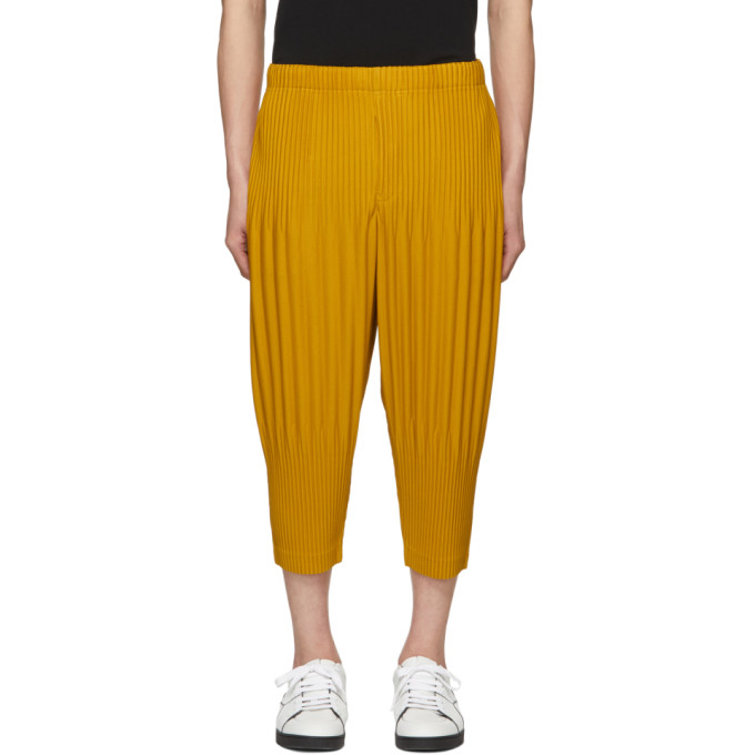 Homme Plisse Issey Miyake Pants HOMME PLISSE ISSEY MIYAKE YELLOW PLEAT WIDE TROUSERS