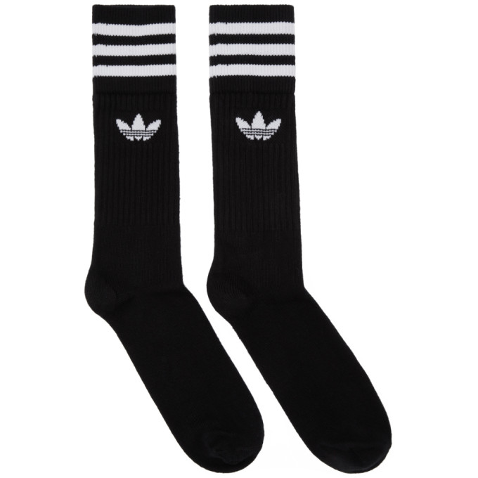 adidas Originals Three Pack Black Logo Solid Crew Socks 191751F07600201