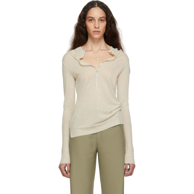 Totême T-shirts TOTEME BEIGE AMIRAT LONG SLEEVE T-SHIRT