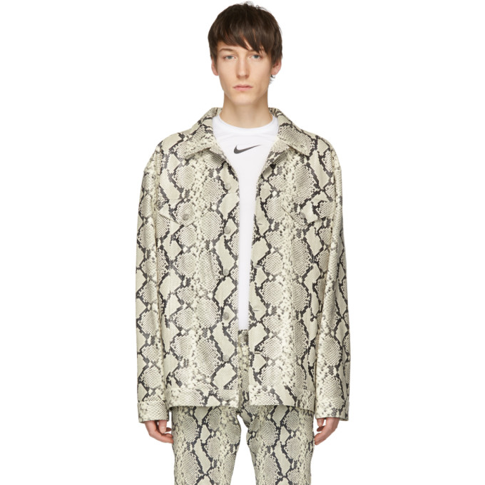 ALYX 1017 ALYX 9SM GREY AND OFF-WHITE LEATHER CAGE JACKET