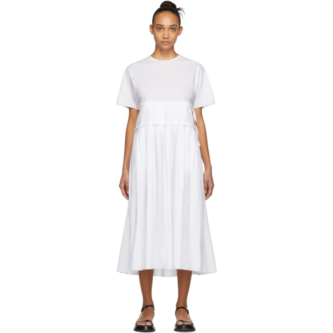 SARA LANZI SARA LANZI WHITE GATHERED DRESS