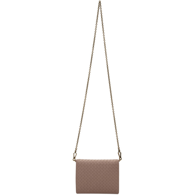 Bottega Veneta Pink Intrecciato Chain Wallet Bag