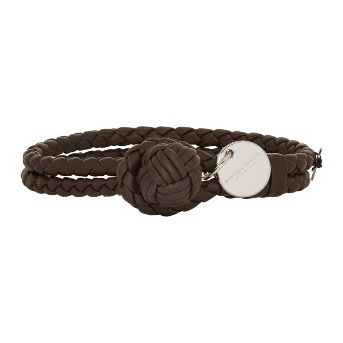 BOTTEGA VENETA BOTTEGA VENETA BROWN INTRECCIATO KNOT BRACELET