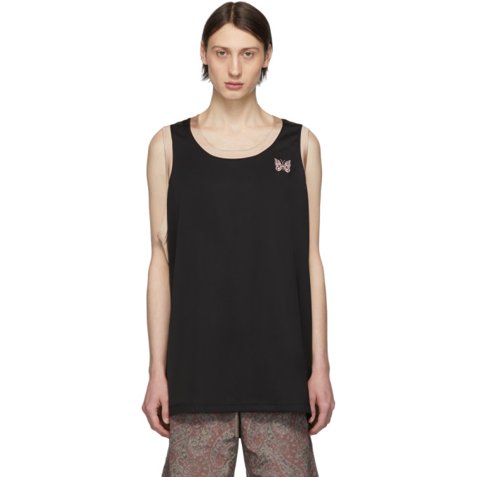 NEEDLES NEEDLES BLACK AND BEIGE PAPILLON TANK TOP