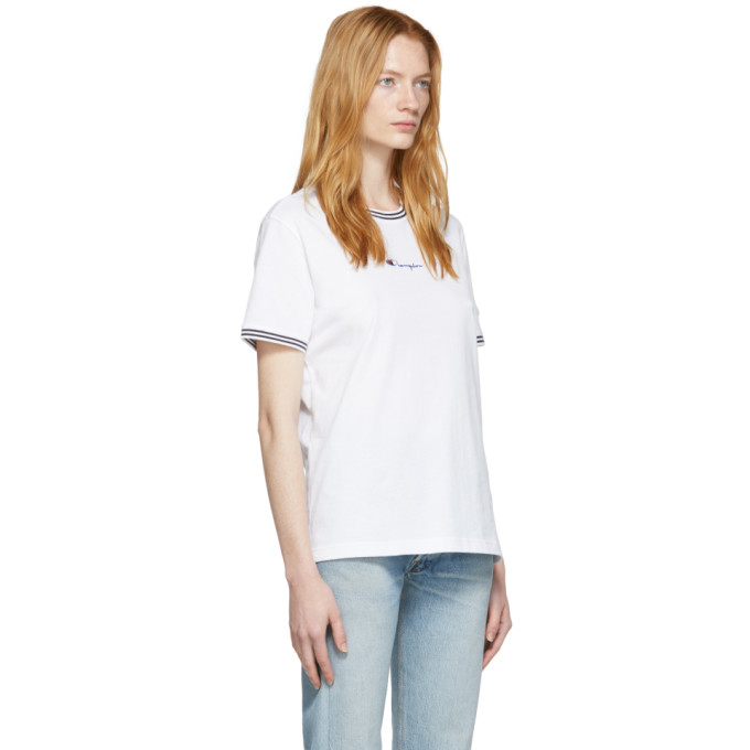 CHAMPION CHAMPION REVERSE WEAVE WHITE SMALL SCRIPT LOGO T-SHIRT