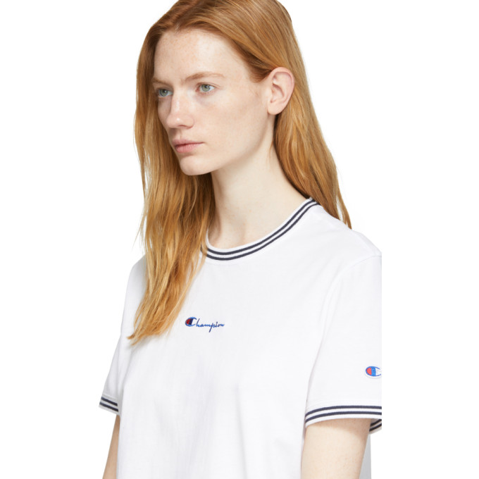 CHAMPION CHAMPION REVERSE WEAVE WHITE SMALL SCRIPT LOGO T-SHIRT
