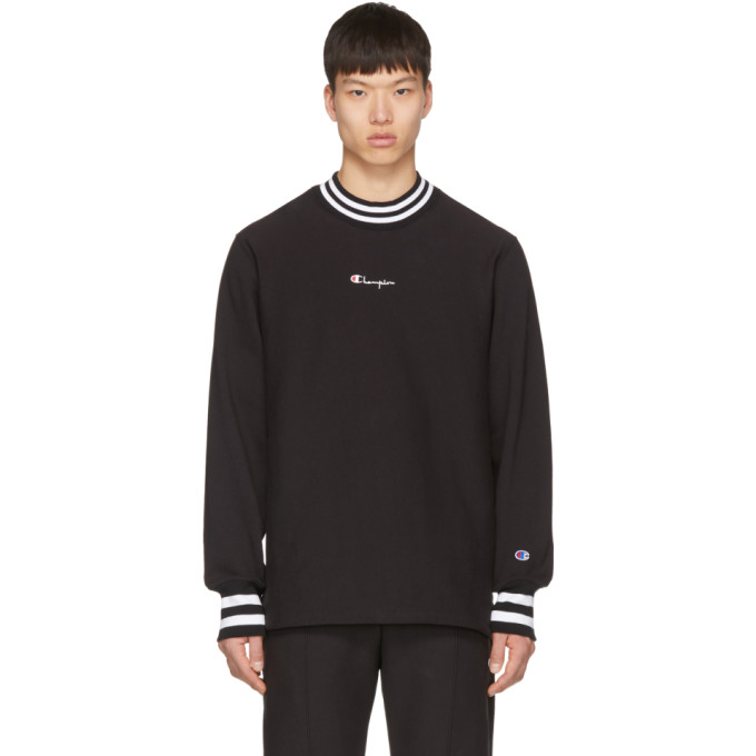 champion script logo black crew neck sweatshirt