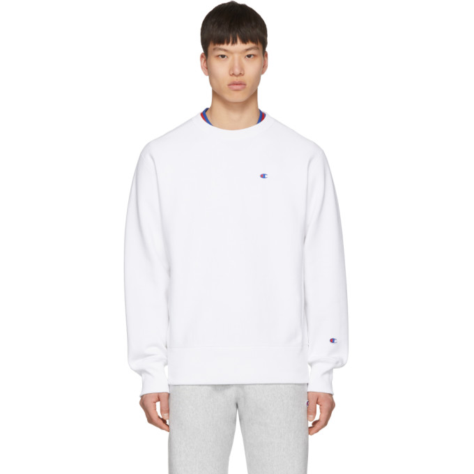 champion reverse weave crewneck white