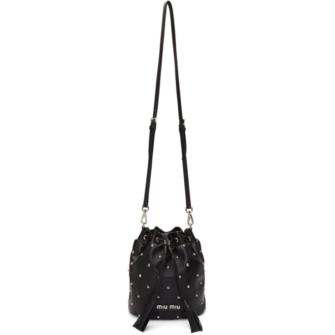 Miu Miu Black Studded Bucket Bag