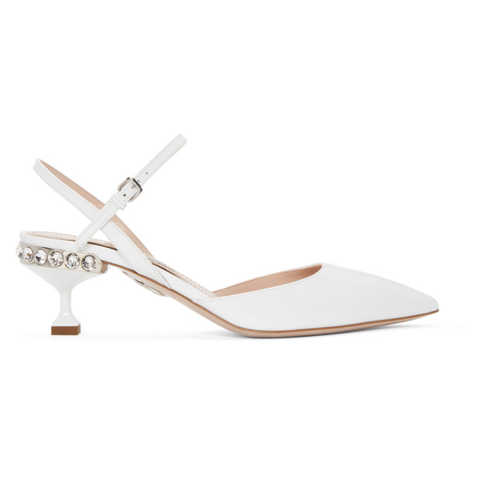 Miu Miu White Patent Slingback Heels