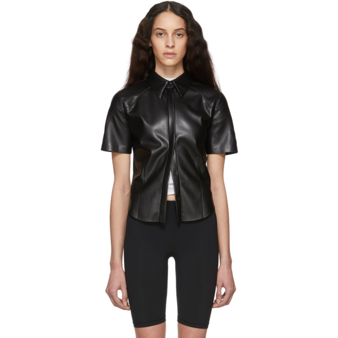 NANUSHKA NANUSHKA BLACK VEGAN LEATHER CLARE SHIRT