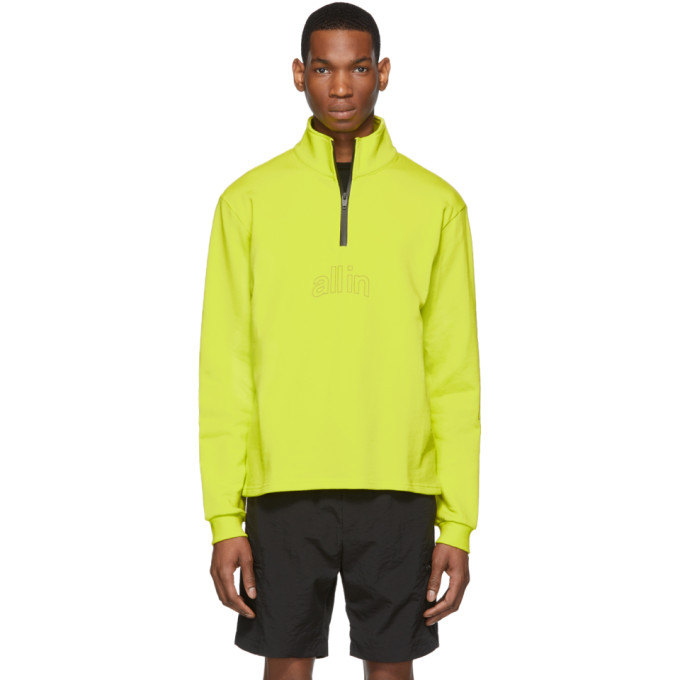 ALL IN ALL IN SSENSE EXCLUSIVE YELLOW HALF-ZIP PULLOVER