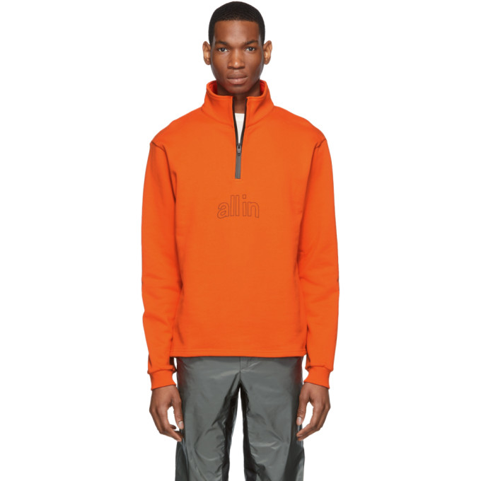 ALL IN ALL IN SSENSE EXCLUSIVE ORANGE HALF-ZIP PULLOVER