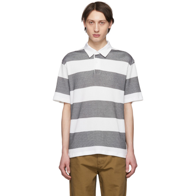 Saturdays Surf Nyc Tops SATURDAYS NYC BLACK AND WHITE WAFFLE JAKE POLO