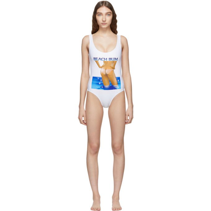 Ashley Williams Ashley Williams White Beach Bum One-Piece Swimsuit. link na...