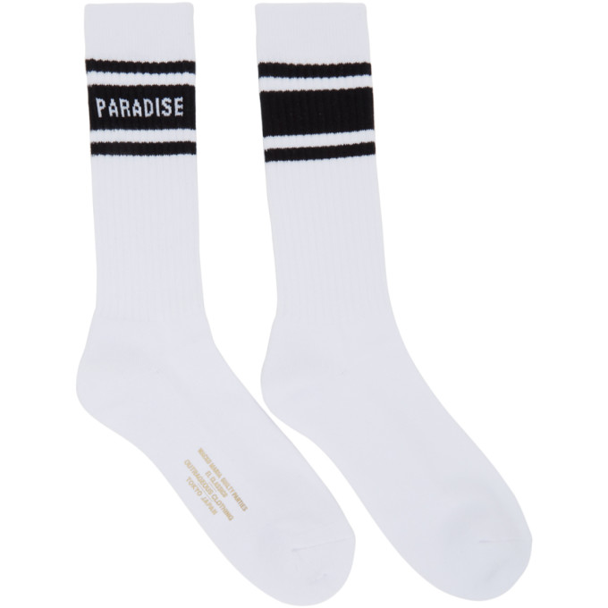 Wacko Maria White and Black Paradise Skater Socks 191948M22000201