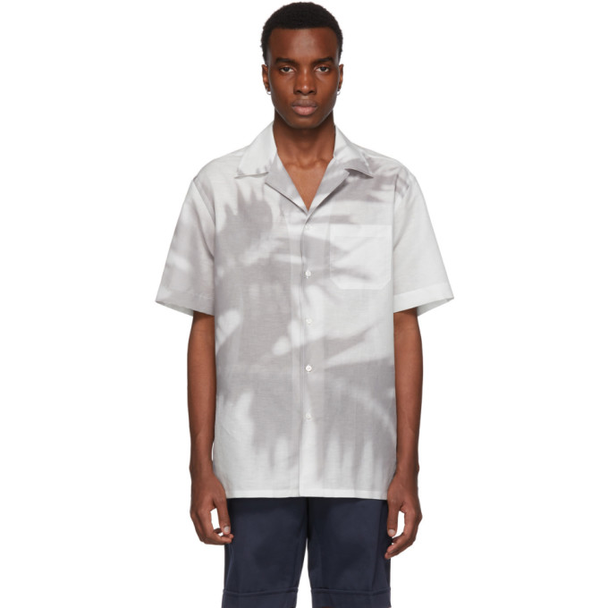 BRIONI BRIONI GREY PALM TREE SHIRT